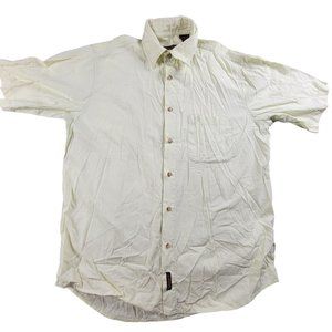 Timberland Weathergear Mens Large Yellow Button Shirt Outdoors Casual Short Slee